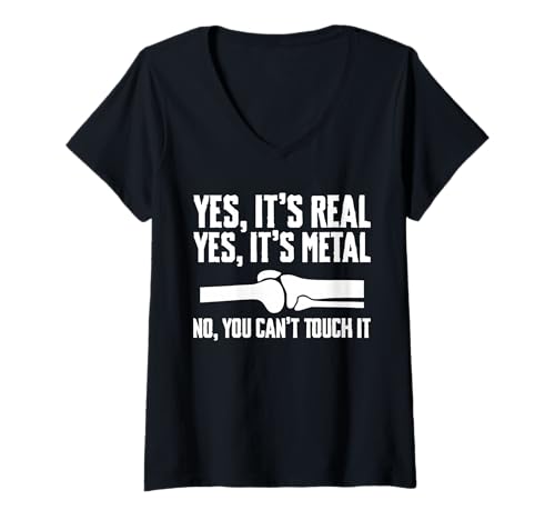 Damen Yes Its Real Yes Its Metal Knee Replacement Surgery T-Shirt mit V-Ausschnitt Damen Yes Its Real Yes Its Metal Knee Replacement Surgery T-Shirt mit V-Ausschnitt von Knie Operation Designs Kniegelenkersatz
