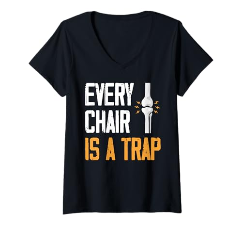 Damen Every Chair is A Trap Knee Replacement Surgery T-Shirt mit V-Ausschnitt von Knie Operation Kniegelenkersatz Design
