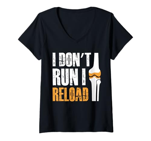 Damen I Dont Run I Reload Knee Replacement Surgery T-Shirt mit V-Ausschnitt von Knie Operation Kniegelenkersatz Design