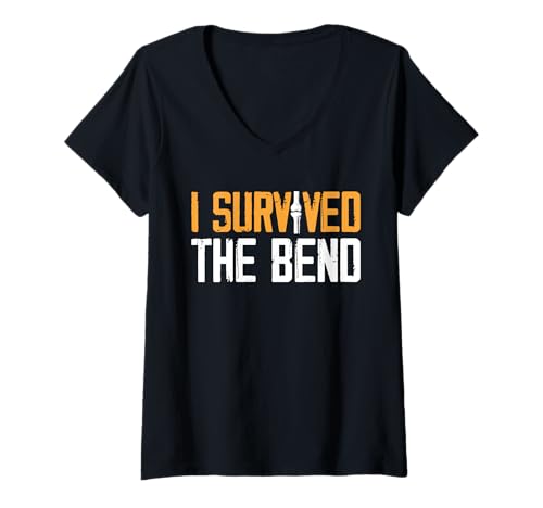 Damen I Survived The Bend Knee Replacement Surgery T-Shirt mit V-Ausschnitt von Knie Operation Kniegelenkersatz Design