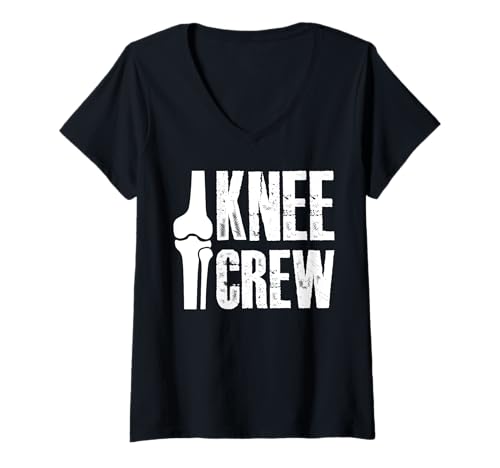 Damen Knee Crew Replacement Surgery T-Shirt mit V-Ausschnitt von Knie Operation Kniegelenkersatz Design