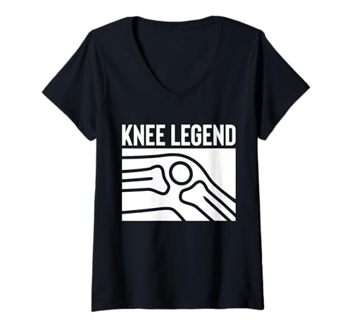 Damen Knee Legend Replacement Surgery T-Shirt mit V-Ausschnitt von Knie Operation Kniegelenkersatz Design