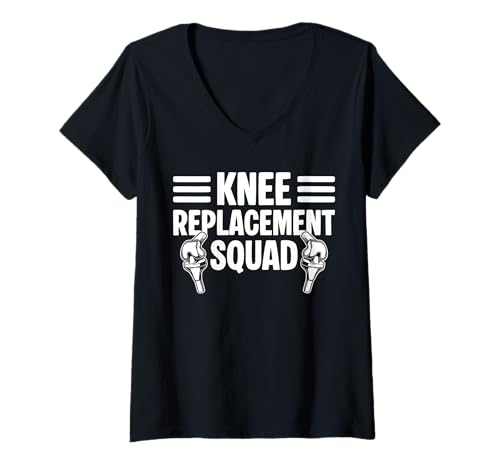Damen Knee Replacement Squad Surgery T-Shirt mit V-Ausschnitt von Knie Operation Kniegelenkersatz Design