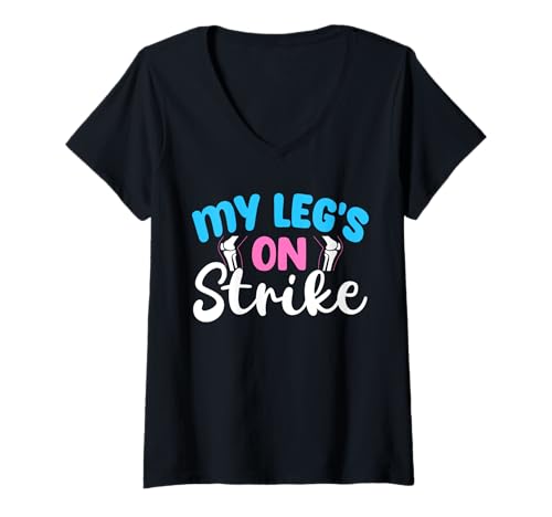 Damen My Legs On Strike Knee Replacement Surgery T-Shirt mit V-Ausschnitt von Knie Operation Kniegelenkersatz Design