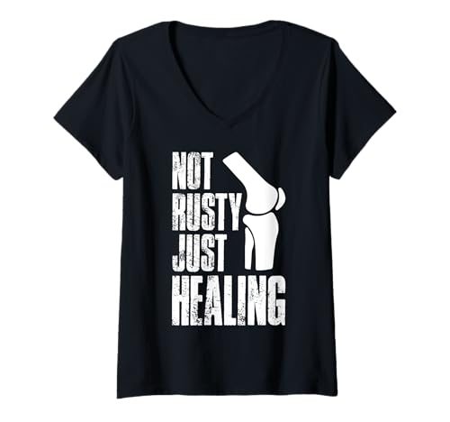 Damen Not Rusty Just Healing Knee Replacement Surgery T-Shirt mit V-Ausschnitt von Knie Operation Kniegelenkersatz Design
