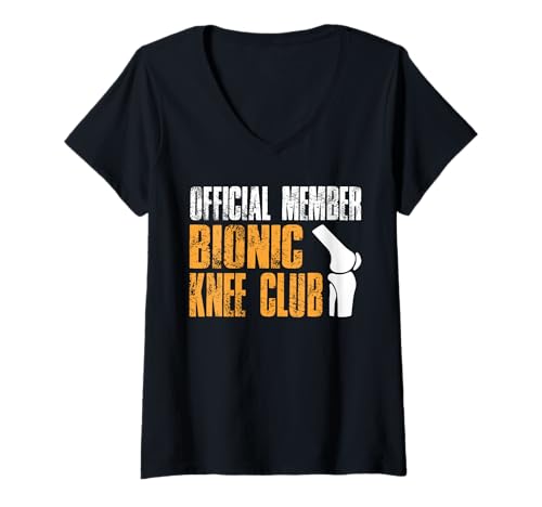 Damen Official Member Bionic Knee Club Knee Replacement T-Shirt mit V-Ausschnitt von Knie Operation Kniegelenkersatz Design