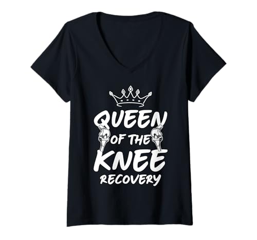 Damen Queen of The Knee Recovery Knee Replacement Surgery T-Shirt mit V-Ausschnitt von Knie Operation Kniegelenkersatz Design