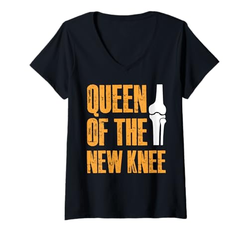 Damen Queen of The New Knee Replacement Surgery T-Shirt mit V-Ausschnitt von Knie Operation Kniegelenkersatz Design