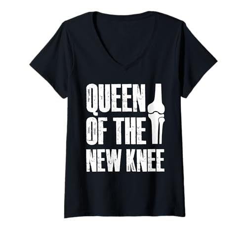 Damen Queen of The New Knee Replacement Surgery T-Shirt mit V-Ausschnitt von Knie Operation Kniegelenkersatz Design