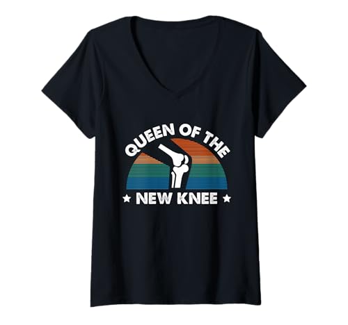 Damen Queen of The New Knee Replacement Surgery T-Shirt mit V-Ausschnitt von Knie Operation Kniegelenkersatz Design