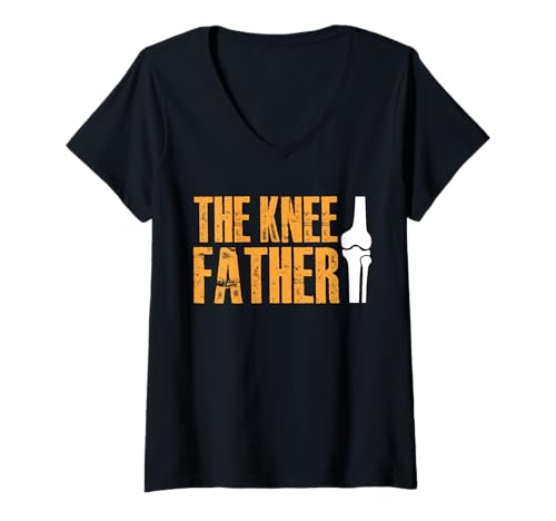 Damen The Knee Father Dad Fathers Day Replacement Surgery T-Shirt mit V-Ausschnitt von Knie Operation Kniegelenkersatz Design