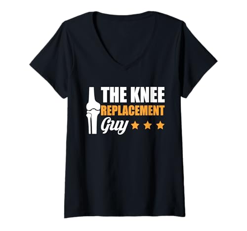 Damen The Knee Replacement Guy Surgery T-Shirt mit V-Ausschnitt von Knie Operation Kniegelenkersatz Design
