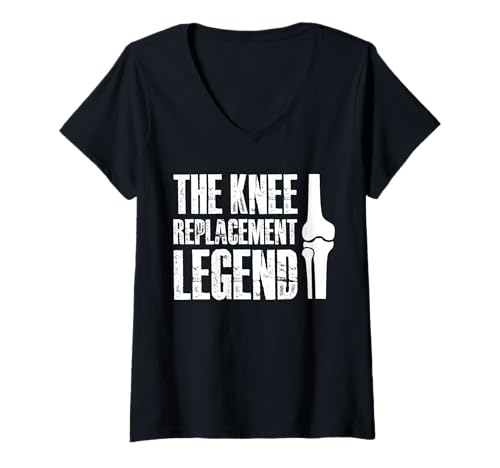 Damen The Knee Replacement Legend Surgery T-Shirt mit V-Ausschnitt von Knie Operation Kniegelenkersatz Design