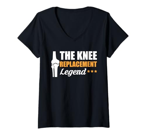 Damen The Knee Replacement Legend Surgery T-Shirt mit V-Ausschnitt von Knie Operation Kniegelenkersatz Design