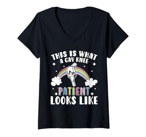 Damen This is What A Gay Knee Patient Looks Like LGBT T-Shirt mit V-Ausschnitt von Knie Operation Kniegelenkersatz Design