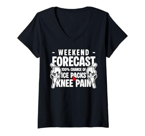 Damen Weekend Forecast 100% Chance of Ice Packes & Knee Pain T-Shirt mit V-Ausschnitt von Knie Operation Kniegelenkersatz Design