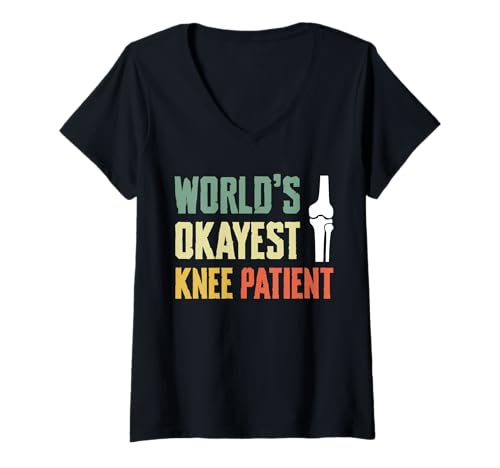 Damen Worlds Okayest Knee Patient Replacement Surgery T-Shirt mit V-Ausschnitt von Knie Operation Kniegelenkersatz Design
