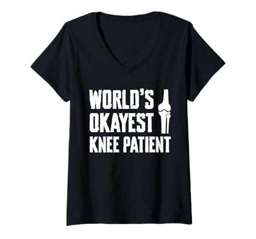 Damen Worlds Okayest Knee Patient Replacement Surgery T-Shirt mit V-Ausschnitt von Knie Operation Kniegelenkersatz Design