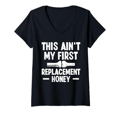 Damen This Aint My First Knee Replacement Surgery T-Shirt mit V-Ausschnitt von Knie Operation Kniegelenkersatz Designs