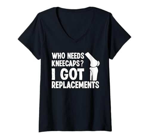 Damen Who Needs Kneecaps? I Got Knee Replacement Surgery T-Shirt mit V-Ausschnitt Damen Who Needs Kneecaps? I Got Knee Replacement Surgery T-Shirt mit V-Ausschnitt von Knie Operation Kniegelenkersatz Designs