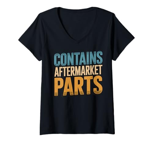 Damen Contains Aftermarket Parts T-Shirt mit V-Ausschnitt Damen Contains Aftermarket Parts T-Shirt mit V-Ausschnitt von Knieersatz Gelenkoperation Genesung