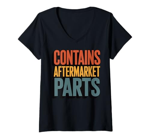 Damen Contains Aftermarket Parts T-Shirt mit V-Ausschnitt Damen Contains Aftermarket Parts T-Shirt mit V-Ausschnitt von Knieersatz Gelenkoperation Genesung