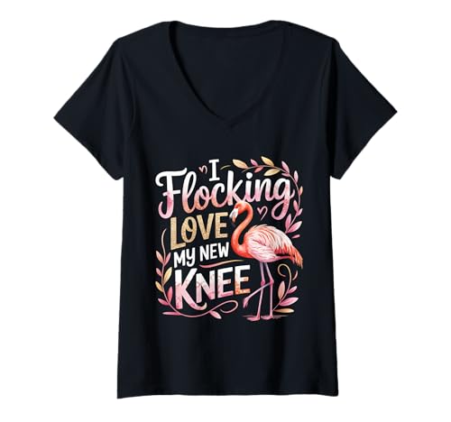 Damen I Flocking Love My New Knee Post Surgery Recovery |- T-Shirt mit V-Ausschnitt Damen I Flocking Love My New Knee Post Surgery Recovery |- T-Shirt mit V-Ausschnitt von Knieersatz und Erholung