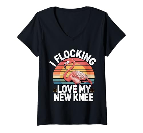 Damen I Flocking Love My New Knee Post Surgery Recovery - T-Shirt mit V-Ausschnitt Damen I Flocking Love My New Knee Post Surgery Recovery - T-Shirt mit V-Ausschnitt von Knieersatz und Erholung