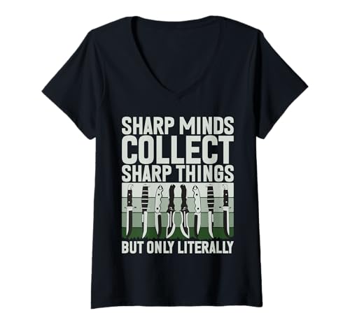 Damen Scharfe Köpfe sammeln scharfe Dinge, Aber nur buchstäblich Messer T-Shirt mit V-Ausschnitt Damen Scharfe Köpfe sammeln scharfe Dinge, Aber nur buchstäblich Messer T-Shirt mit V-Ausschnitt von Knife Collector Gifts