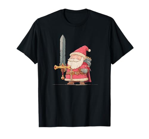 Cooles Weihnachtsmann mit Mittelalterschwert Kostüm für Jungen und Mädchen T-Shirt Cooles Weihnachtsmann mit Mittelalterschwert Kostüm für Jungen und Mädchen T-Shirt von Knight Santa Claus Outfit