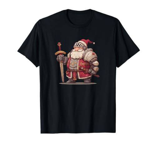 Ritter Weihnachtsmann in Rüstung und Schwert Kostüm für Jungen und Mädchen T-Shirt von Knight Santa Claus Outfit