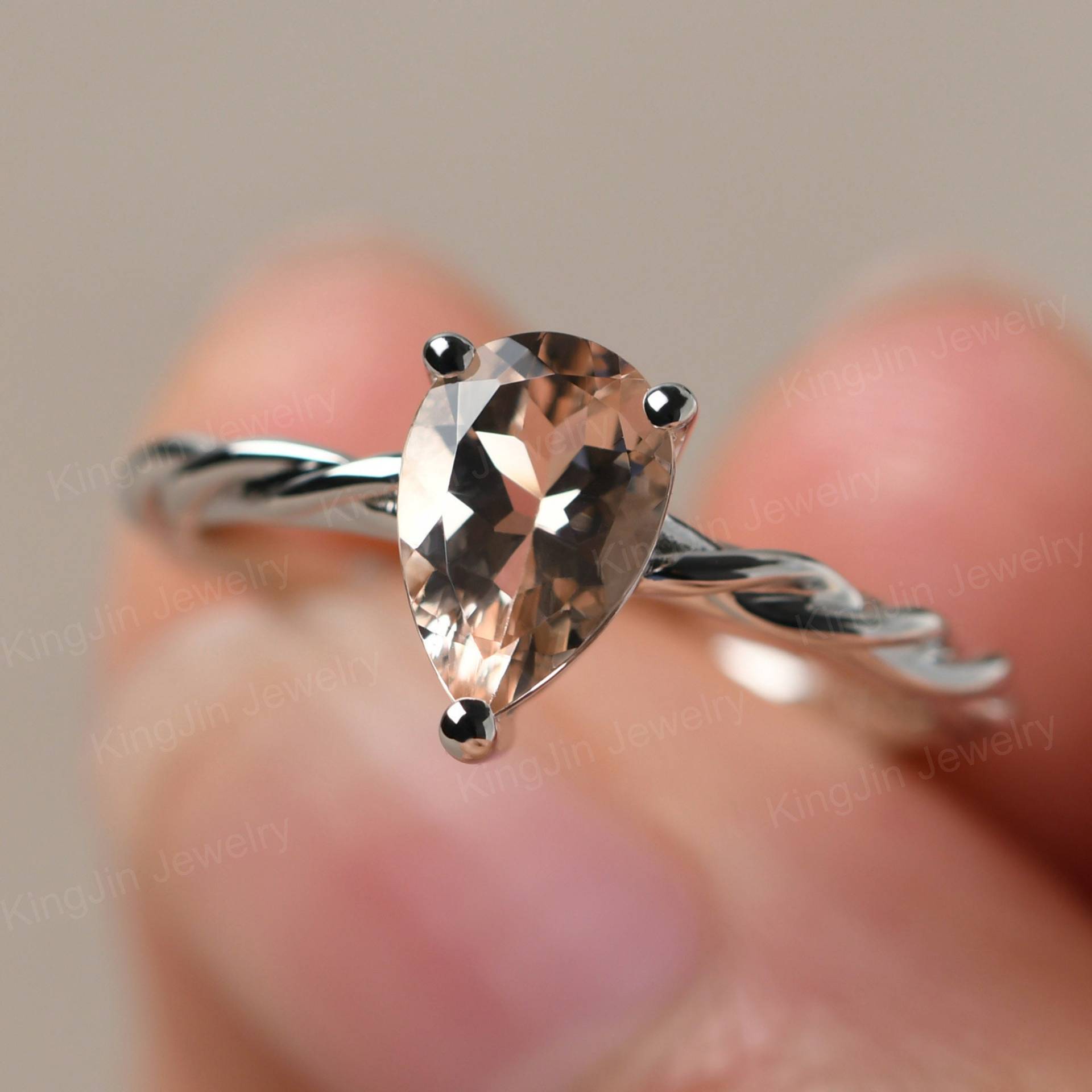 Echte Morganit Twist Ehering Sterling Silber Wassertropfen Förmige Seilring Echte Morganit Twist Ehering Sterling Silber Wassertropfen Förmige Seilring von KnightJewelry