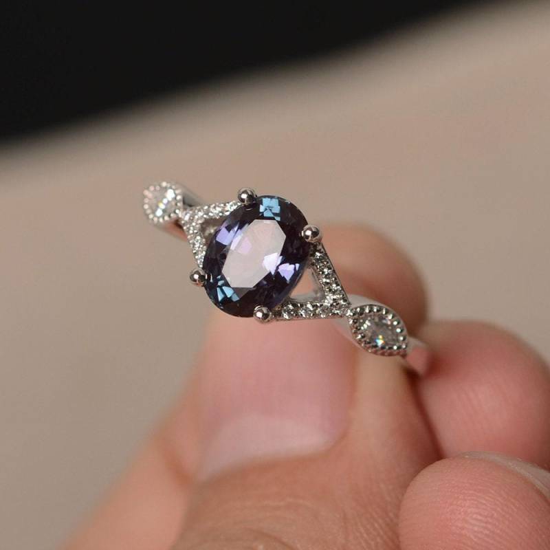 Labradorit Ring Oval Cut Farbwechsel Edelstein Sterling Silber Juni Birthstone Vorschlagen von KnightJewelry