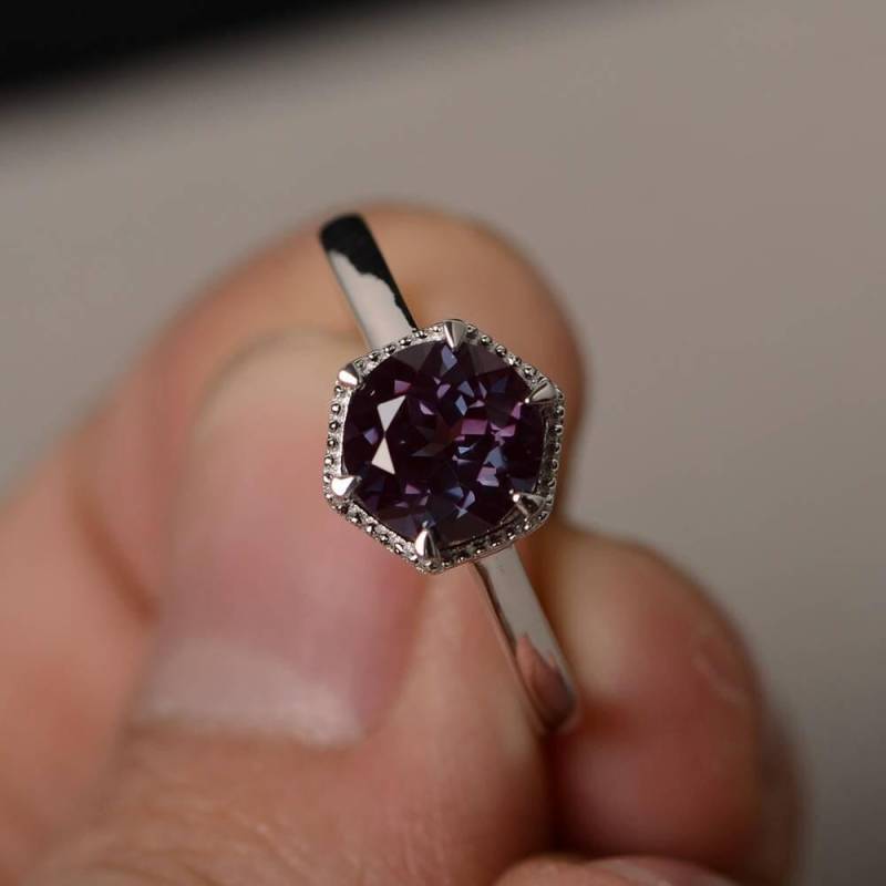 Labradorit Ring Rundschliff Verlobungsring Silber Edelstein von KnightJewelry