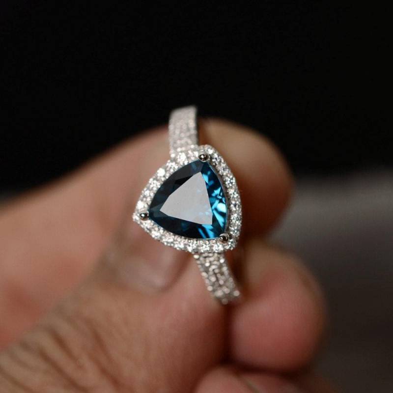 London Blautopas Ring Edelstein Sterling Silber Verlobungsring Versprechen Für Sie Feinen von KnightJewelry