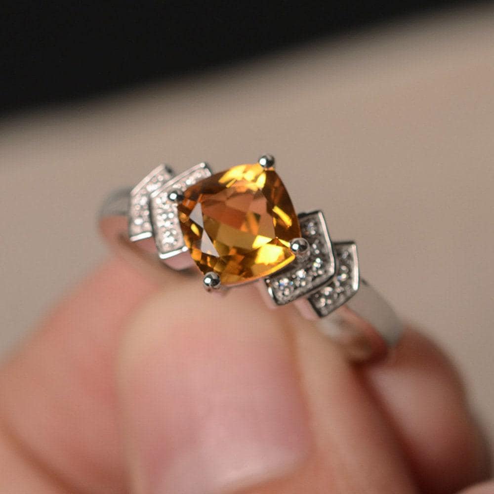 Natürliche Citrin Ring Kissen Geschliffen Edelstein Sterling Silber Vorschlag November Birthstone Natürliche Citrin Ring Kissen Geschliffen Edelstein Sterling Silber Vorschlag November Birthstone von KnightJewelry