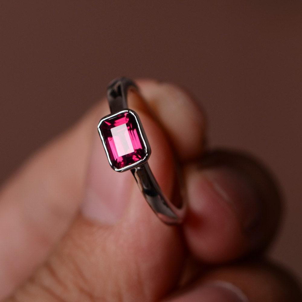Natürliche Granat Ring Silber Edelstein Schmuck Versprechen Für Sie von KnightJewelry