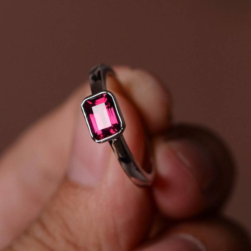 Natürliche Granat Ring Silber Edelstein Schmuck Versprechen Für Sie von KnightJewelry