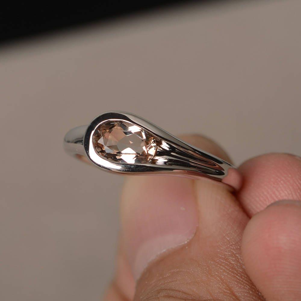 Natürliche Rosa Morganit Ring Vorschlag Solitär Oval Schliff Edelstein Sterling Silber von KnightJewelry