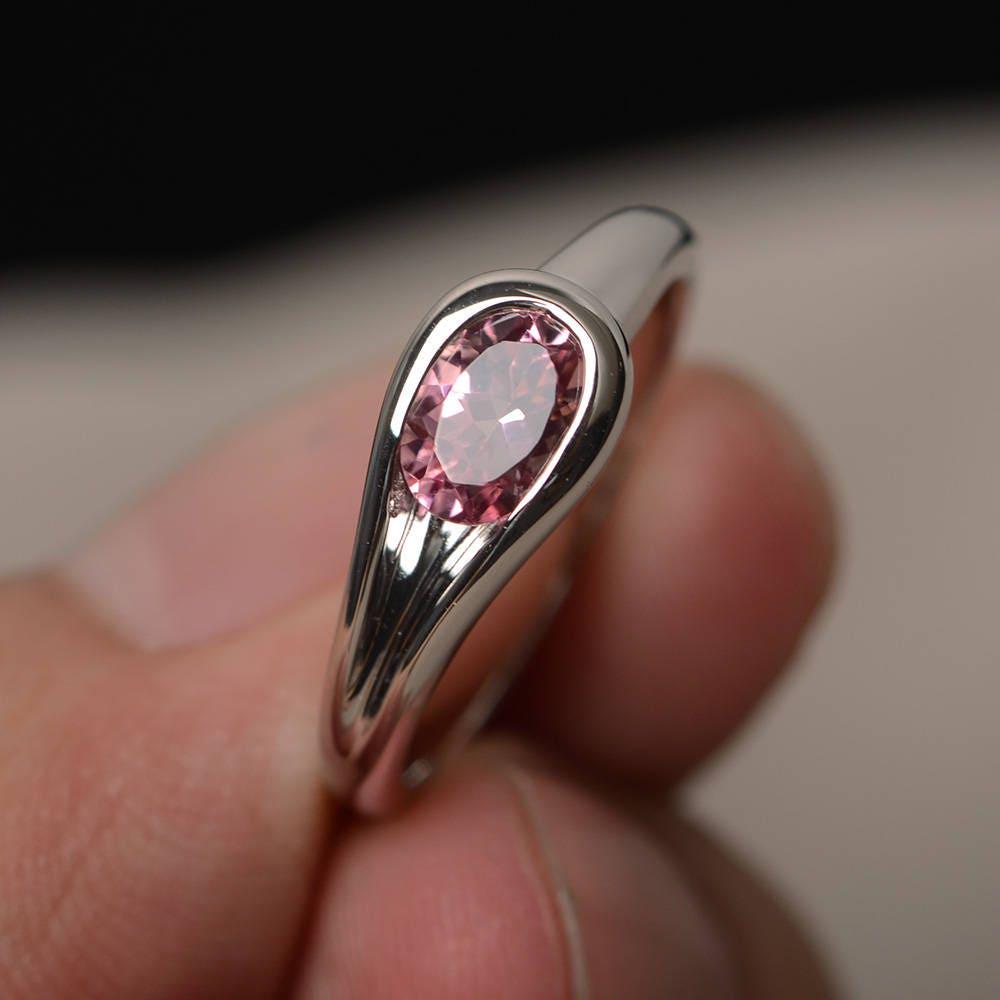 Natürliche Rosa Turmalin Ring Verlobungsring Oktober Birthstone Solitaire Oval Cut Edelstein Sterling Silber Natürliche Rosa Turmalin Ring Verlobungsring Oktober Birthstone Solitaire Oval Cut Edelstein Sterling Silber von KnightJewelry