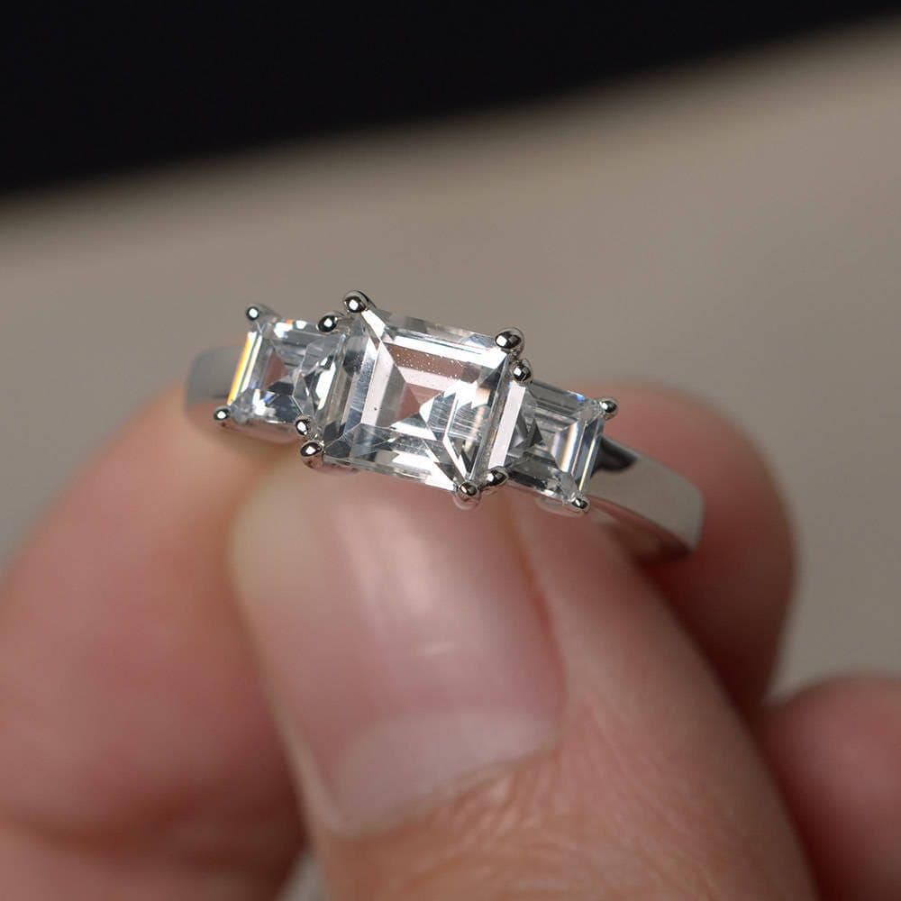 Natürliche Weiße Topas Ringe Versprechen Solid Silber Für Sie Natürliche Weiße Topas Ringe Versprechen Solid Silber Für Sie von KnightJewelry