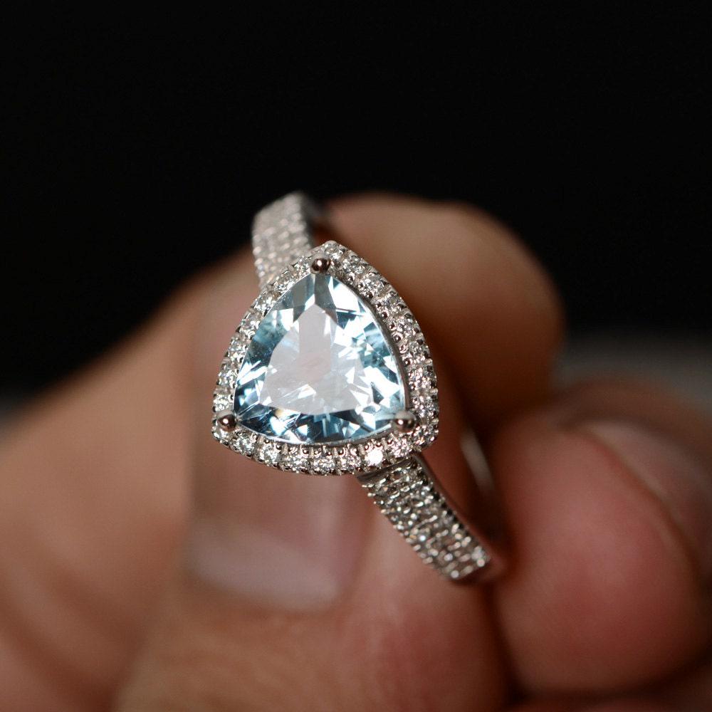 Natürlicher Aquamarinring Silber Luxusring März Birthstone Verlobungsring Versprechensring Feiner Ring Aquamarin Edelstein von KnightJewelry