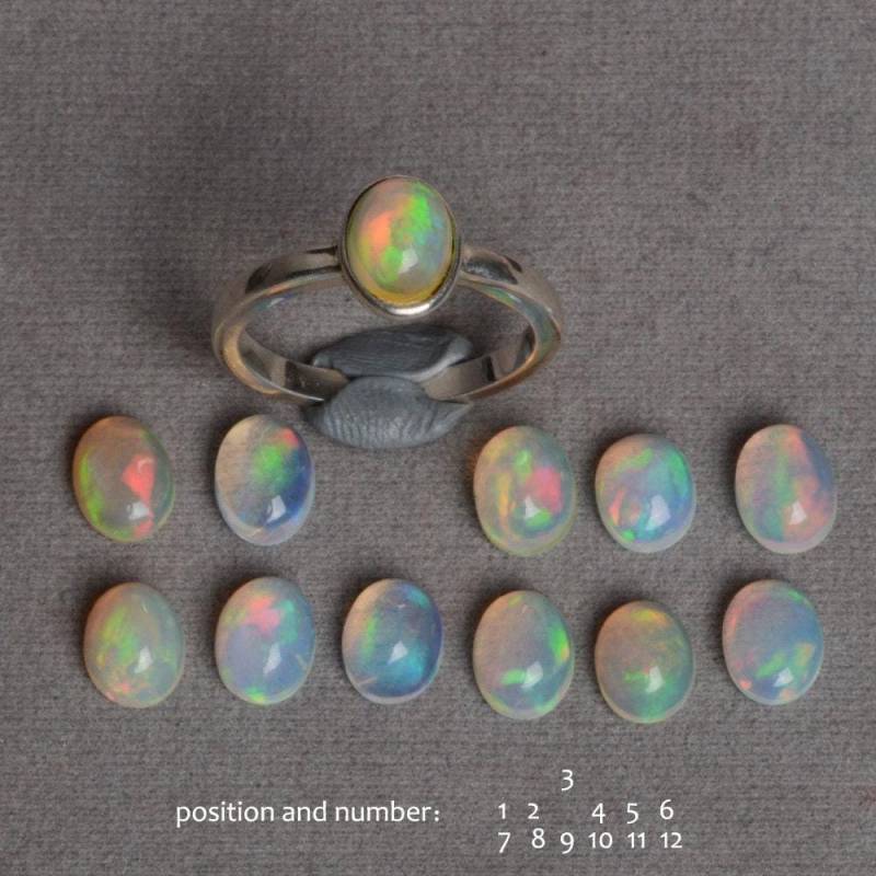 Natürlicher Opal Ring Sterling Silber Regenbogen Edelstein Jubiläumsring Für Sie Oktober Birthstone von KnightJewelry