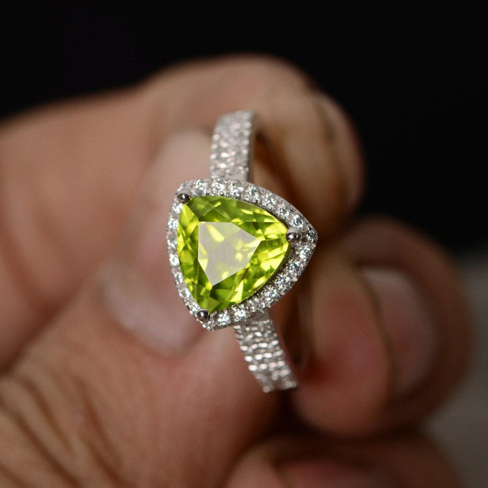 Natürlicher Peridot Ring August Birthstone Luxus Edelstein Versprechen Für Sie von KnightJewelry