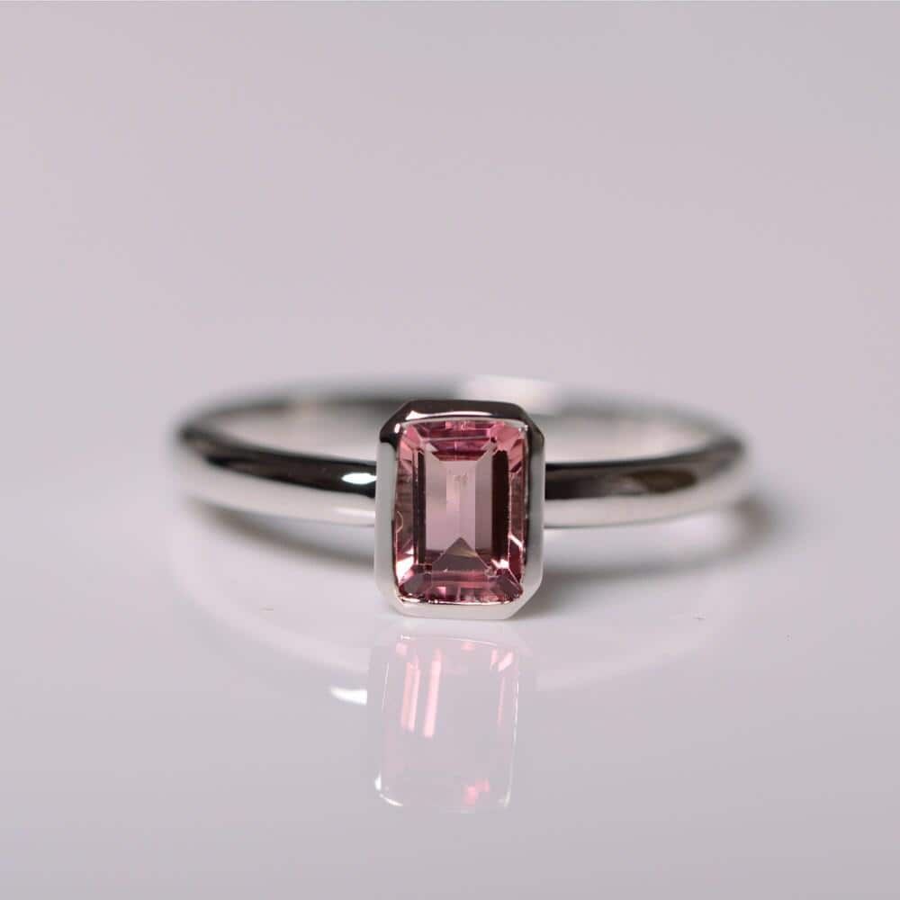 Natürlicher Rosa Turmalin Ring Sterling Silber Roter Fine Jewelry Oktober Birthstone Schmuck Verlobung von KnightJewelry