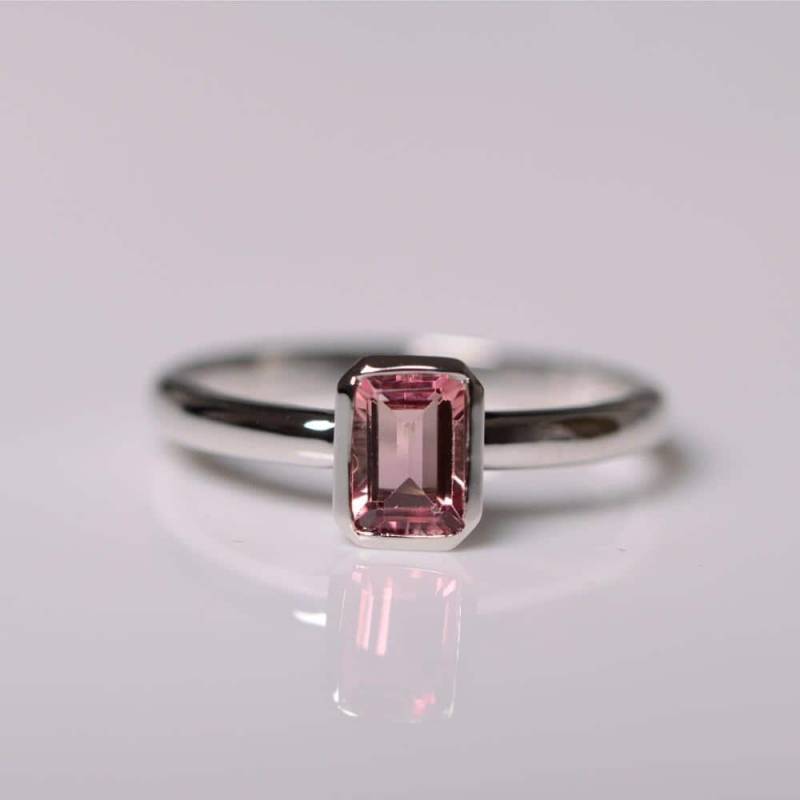 Natürlicher Rosa Turmalin Ring Sterling Silber Roter Fine Jewelry Oktober Birthstone Schmuck Verlobung von KnightJewelry