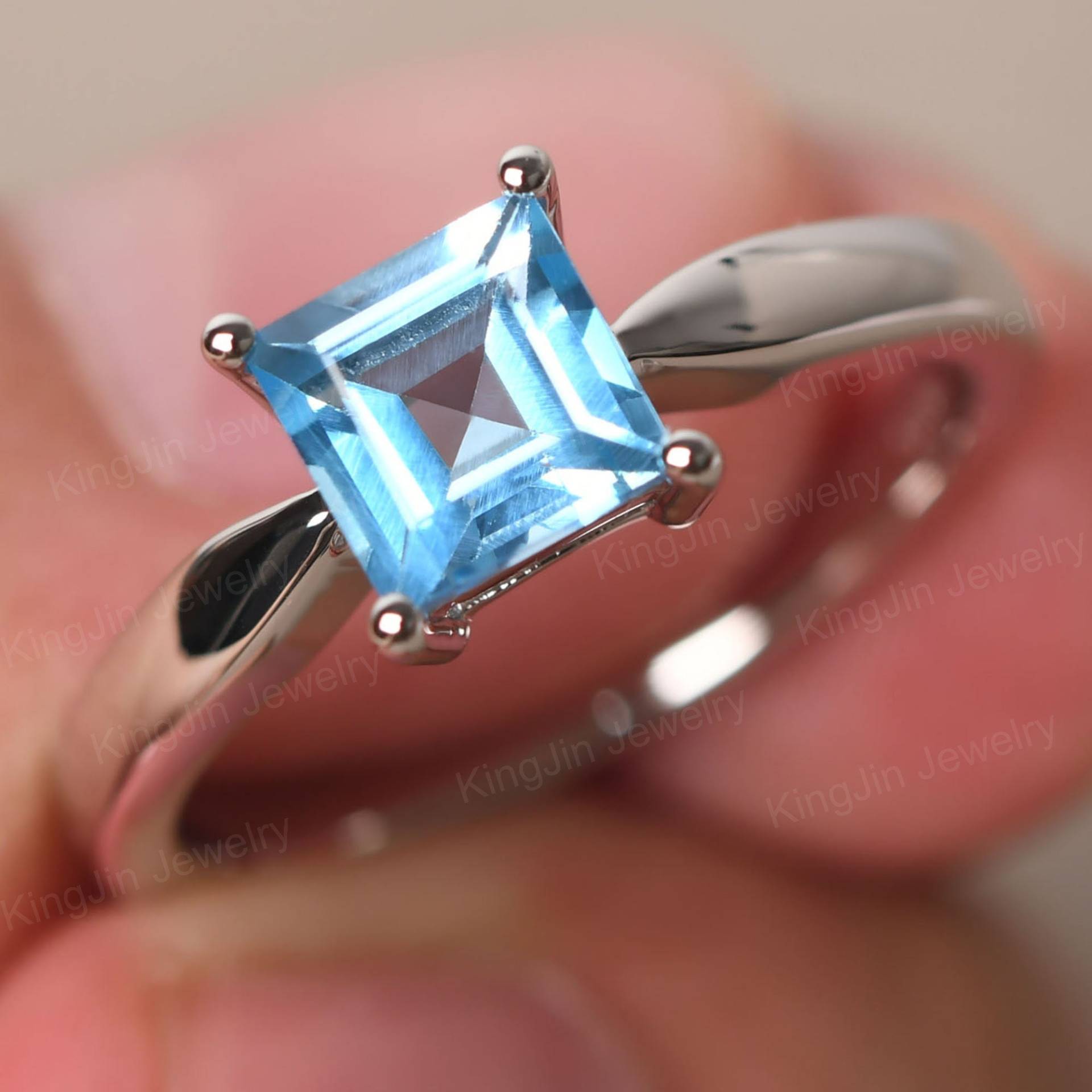 Square Cut 6x6 Mm Schweizer Blautopas Brautring Sterling Silber November Geburtsstein Ring Square Cut 6x6 Mm Schweizer Blautopas Brautring Sterling Silber November Geburtsstein Ring von KnightJewelry