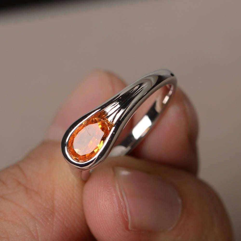 Verlobungsring Natürlicher Spessartit Granat Ring Orange Fanta Oval Cut Edelstein Sterling Silber von KnightJewelry