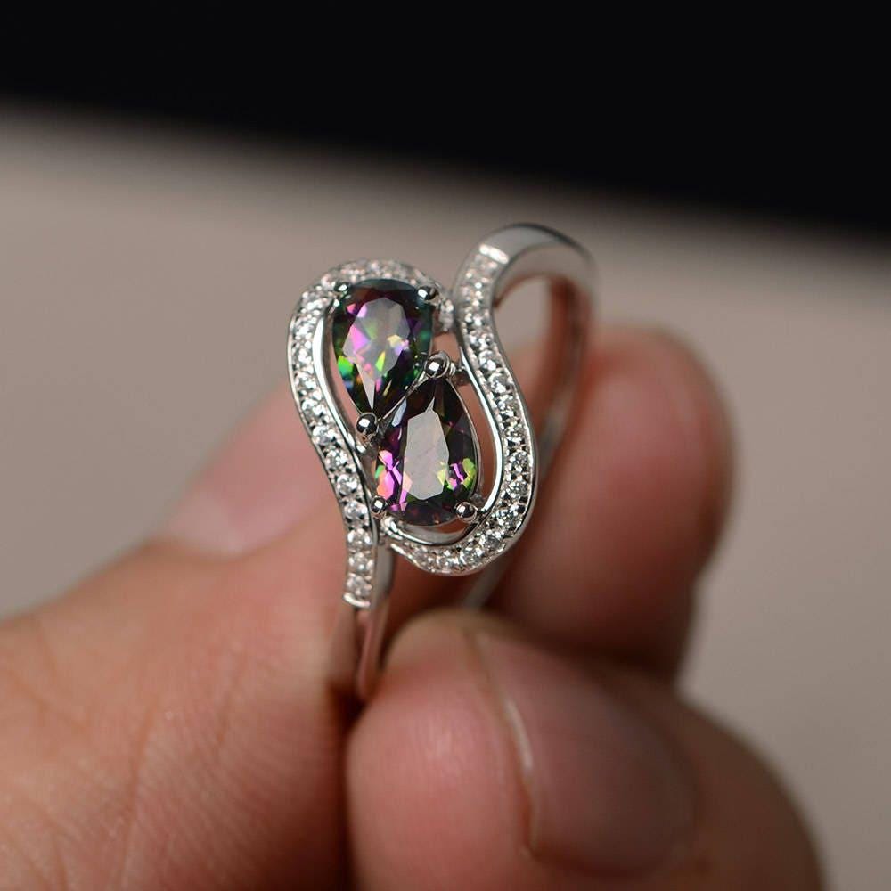 Vorschlag Ringe Echte Mystic Topaz Massiv Silber Regenbogen Topas Edelstein Vorschlag Ringe Echte Mystic Topaz Massiv Silber Regenbogen Topas Edelstein von KnightJewelry