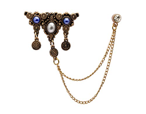 Knighthood Herren Abstrakte Gravur mit blauem und weißem Stein Detaillierung Hängekette mit Kristall-Applikation Pin-Brosche Knighthood Herren Abstrakte Gravur mit blauem und weißem Stein Detaillierung Hängekette mit Kristall-Applikation Pin-Brosche von Knighthood